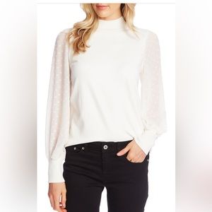 NWT CeCe clip dot sleeve sweater white medium